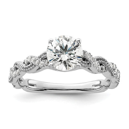 14K Weißgold Verlobungsring mit 0,2 ct. Labordiamant VS/SI+ G+, 1 ct. rundem Mittelstein