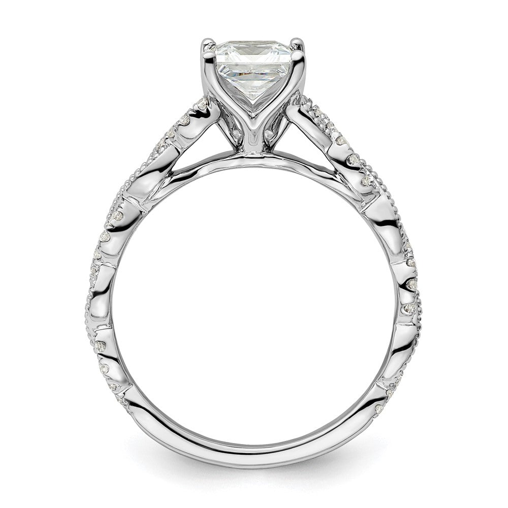 14K Weißgold Verlobungsring mit 0,2 ct. im Labor gezüchteten Diamanten VS/SI+ G+, Semi-Mount-Fassung für 1 ct. Center-Diamant im Prinzessschliff