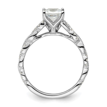 14K Weißgold Verlobungsring mit 0,2 ct. im Labor gezüchteten Diamanten VS/SI+ G+, Semi-Mount-Fassung für 1 ct. Center-Diamant im Prinzessschliff