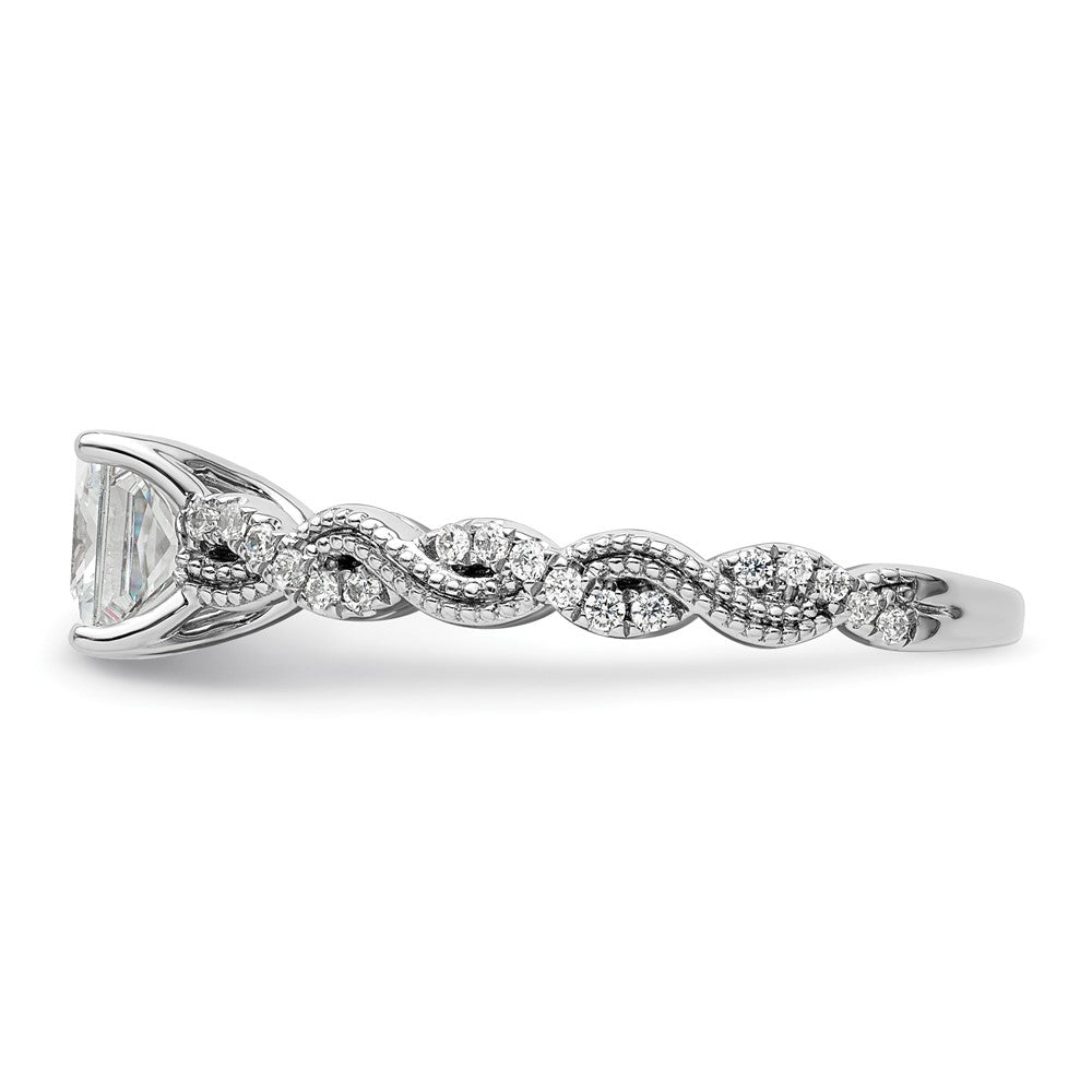 14K Weißgold Verlobungsring mit 0,2 ct. im Labor gezüchteten Diamanten VS/SI+ G+, Semi-Mount-Fassung für 1 ct. Center-Diamant im Prinzessschliff