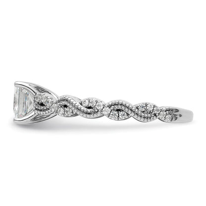 14K Weißgold Verlobungsring mit 0,2 ct. im Labor gezüchteten Diamanten VS/SI+ G+, Semi-Mount-Fassung für 1 ct. Center-Diamant im Prinzessschliff
