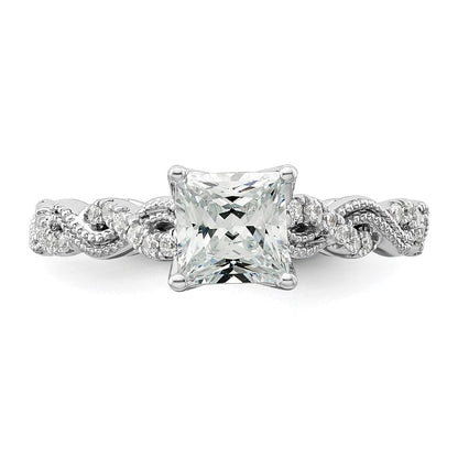 14K Weißgold Verlobungsring mit 0,2 ct. im Labor gezüchteten Diamanten VS/SI+ G+, Semi-Mount-Fassung für 1 ct. Center-Diamant im Prinzessschliff