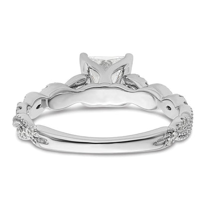 14K Weißgold Verlobungsring mit 0,2 ct. im Labor gezüchteten Diamanten VS/SI+ G+, Semi-Mount-Fassung für 1 ct. Center-Diamant im Prinzessschliff