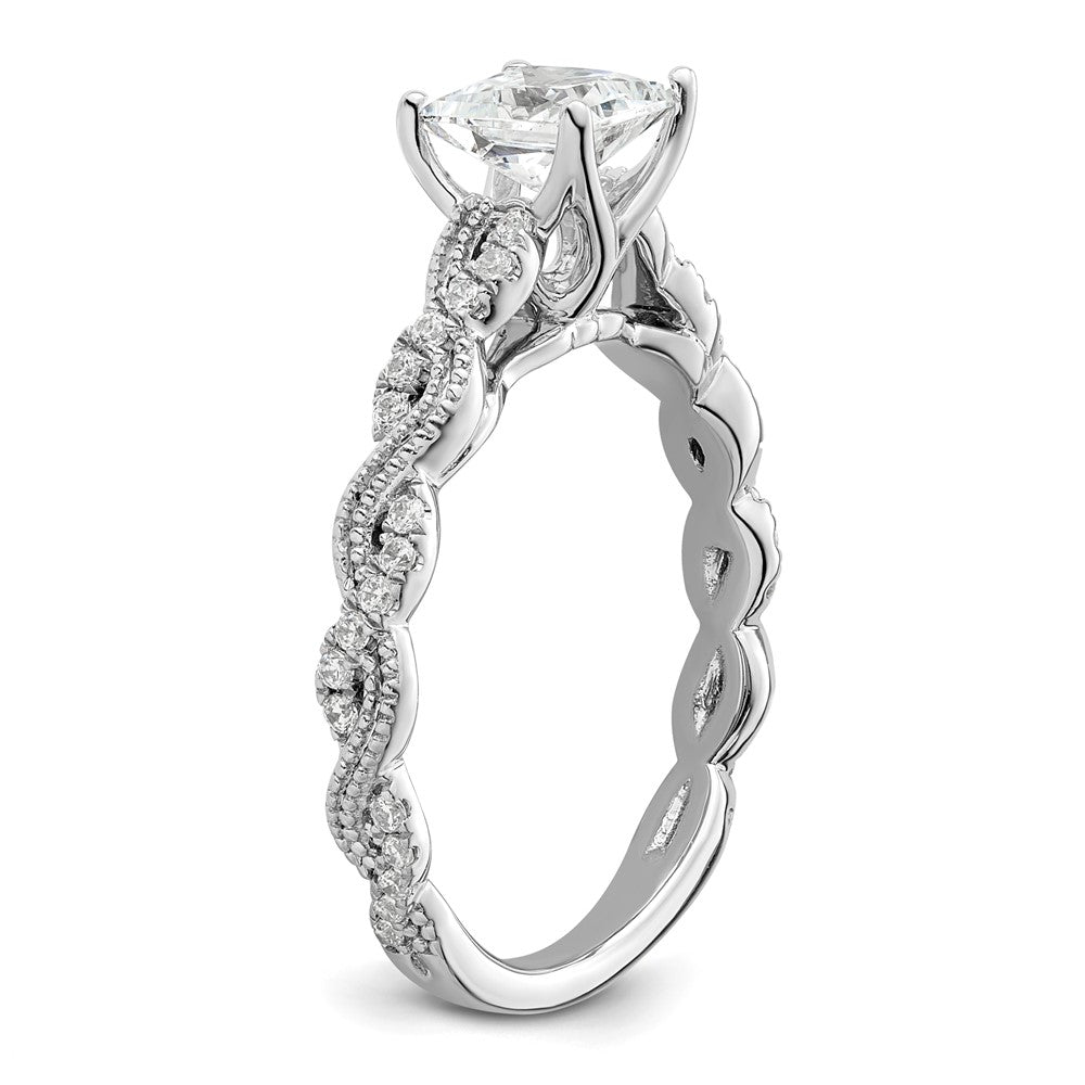 14K Weißgold Verlobungsring mit 0,2 ct. im Labor gezüchteten Diamanten VS/SI+ G+, Semi-Mount-Fassung für 1 ct. Center-Diamant im Prinzessschliff