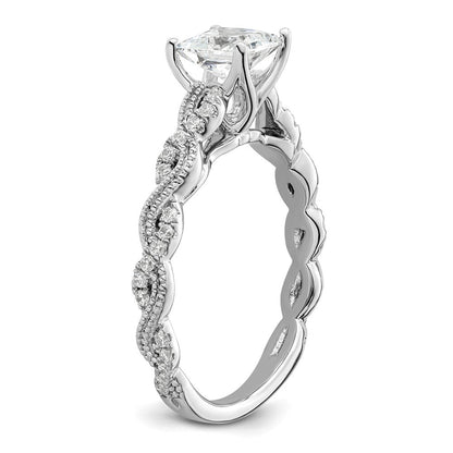 14K Weißgold Verlobungsring mit 0,2 ct. im Labor gezüchteten Diamanten VS/SI+ G+, Semi-Mount-Fassung für 1 ct. Center-Diamant im Prinzessschliff