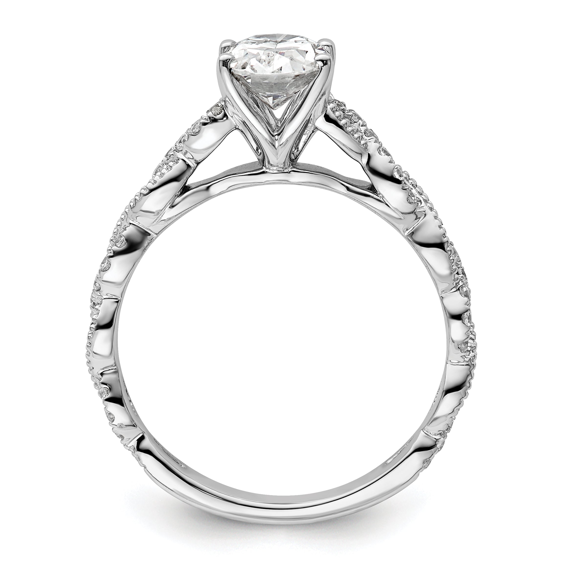 14K Weißgold Verlobungsring mit 0,2 ct. Labor-gezüchteten Diamanten VS/SI+ G+ und 1 ct. Diamant im Ovalschliff als Mittelstein
