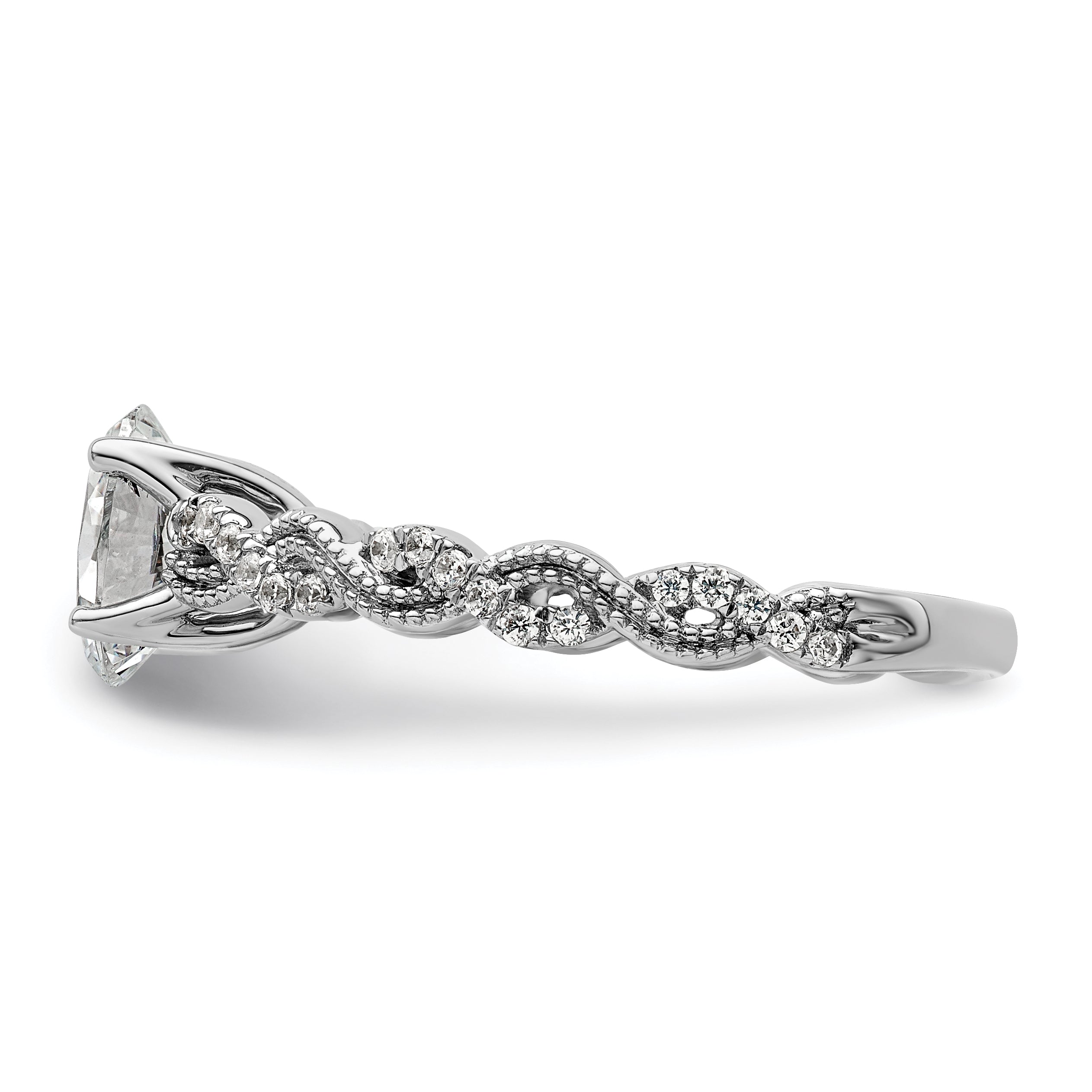 14K Weißgold Verlobungsring mit 0,2 ct. Labor-gezüchteten Diamanten VS/SI+ G+ und 1 ct. Diamant im Ovalschliff als Mittelstein
