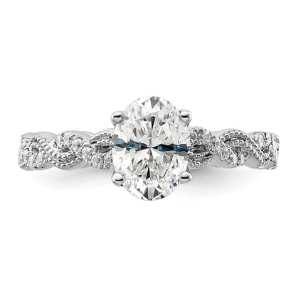 14K Weißgold Verlobungsring mit 0,2 ct. Labor-gezüchteten Diamanten VS/SI+ G+ und 1 ct. Diamant im Ovalschliff als Mittelstein