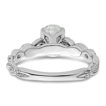 14K Weißgold Verlobungsring mit 0,2 ct. Labor-gezüchteten Diamanten VS/SI+ G+ und 1 ct. Diamant im Ovalschliff als Mittelstein