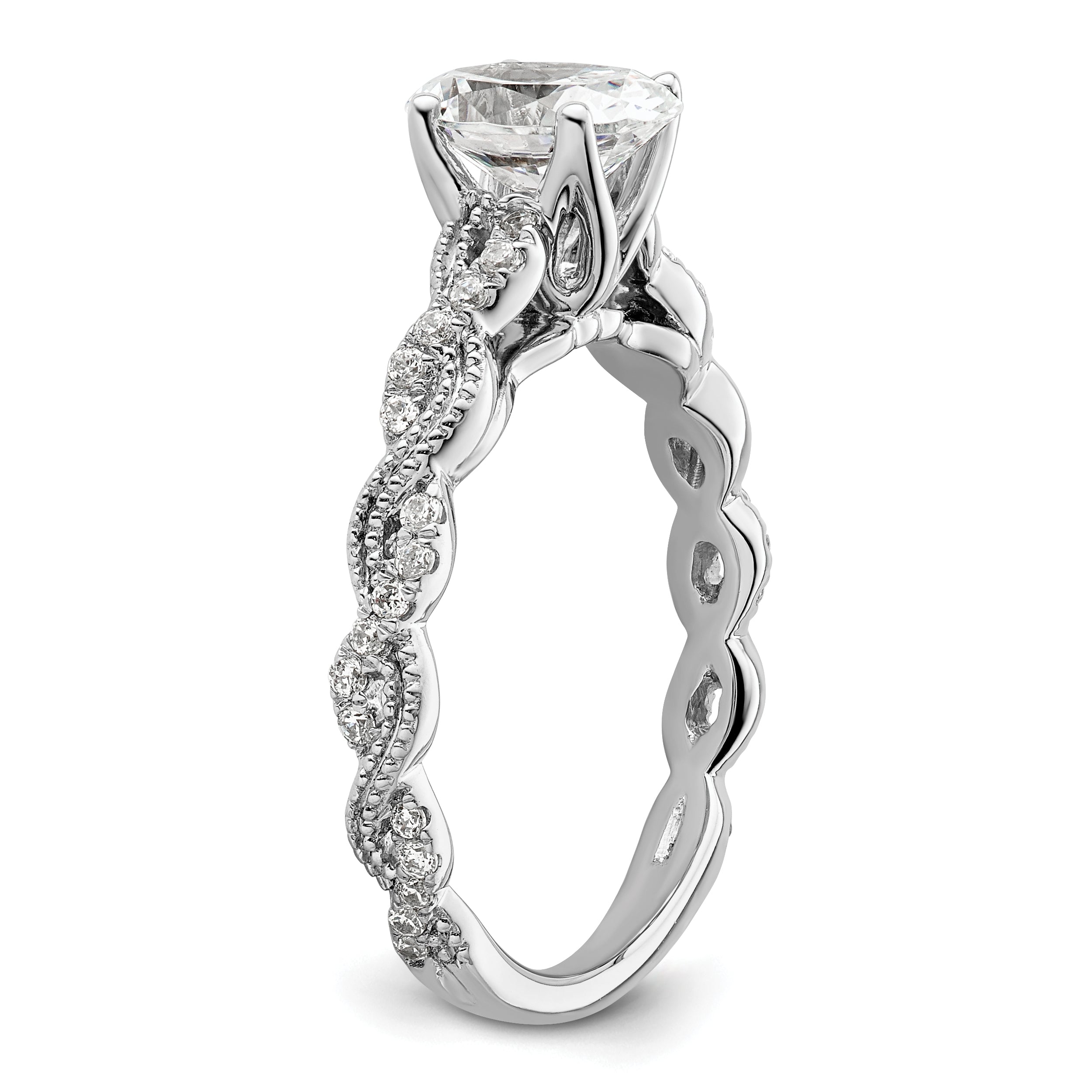 14K Weißgold Verlobungsring mit 0,2 ct. Labor-gezüchteten Diamanten VS/SI+ G+ und 1 ct. Diamant im Ovalschliff als Mittelstein
