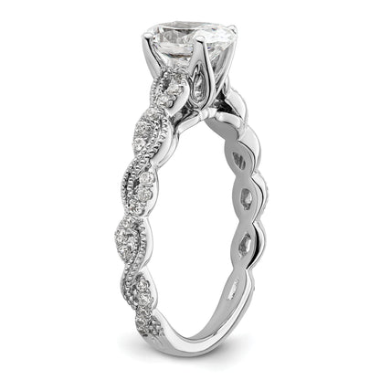 14K Weißgold Verlobungsring mit 0,2 ct. Labor-gezüchteten Diamanten VS/SI+ G+ und 1 ct. Diamant im Ovalschliff als Mittelstein