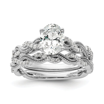 14K Weißgold Verlobungsring mit 0,2 ct. Labor-gezüchteten Diamanten VS/SI+ G+ und 1 ct. Diamant im Ovalschliff als Mittelstein