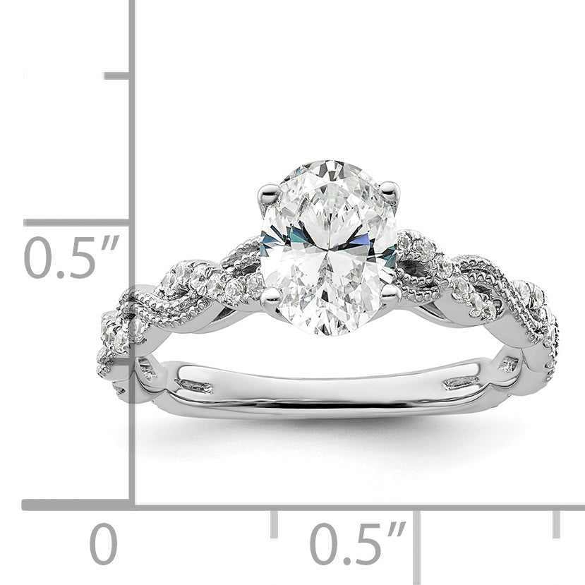 14K Weißgold Verlobungsring mit 0,2 ct. Labor-gezüchteten Diamanten VS/SI+ G+ und 1 ct. Diamant im Ovalschliff als Mittelstein