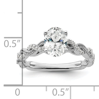 14K Weißgold Verlobungsring mit 0,2 ct. Labor-gezüchteten Diamanten VS/SI+ G+ und 1 ct. Diamant im Ovalschliff als Mittelstein