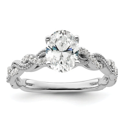 14K Weißgold Verlobungsring mit 0,2 ct. Labor-gezüchteten Diamanten VS/SI+ G+ und 1 ct. Diamant im Ovalschliff als Mittelstein