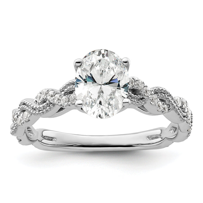 14K Weißgold Verlobungsring mit 0,2 ct. Labor-gezüchteten Diamanten VS/SI+ G+ und 1 ct. Diamant im Ovalschliff als Mittelstein