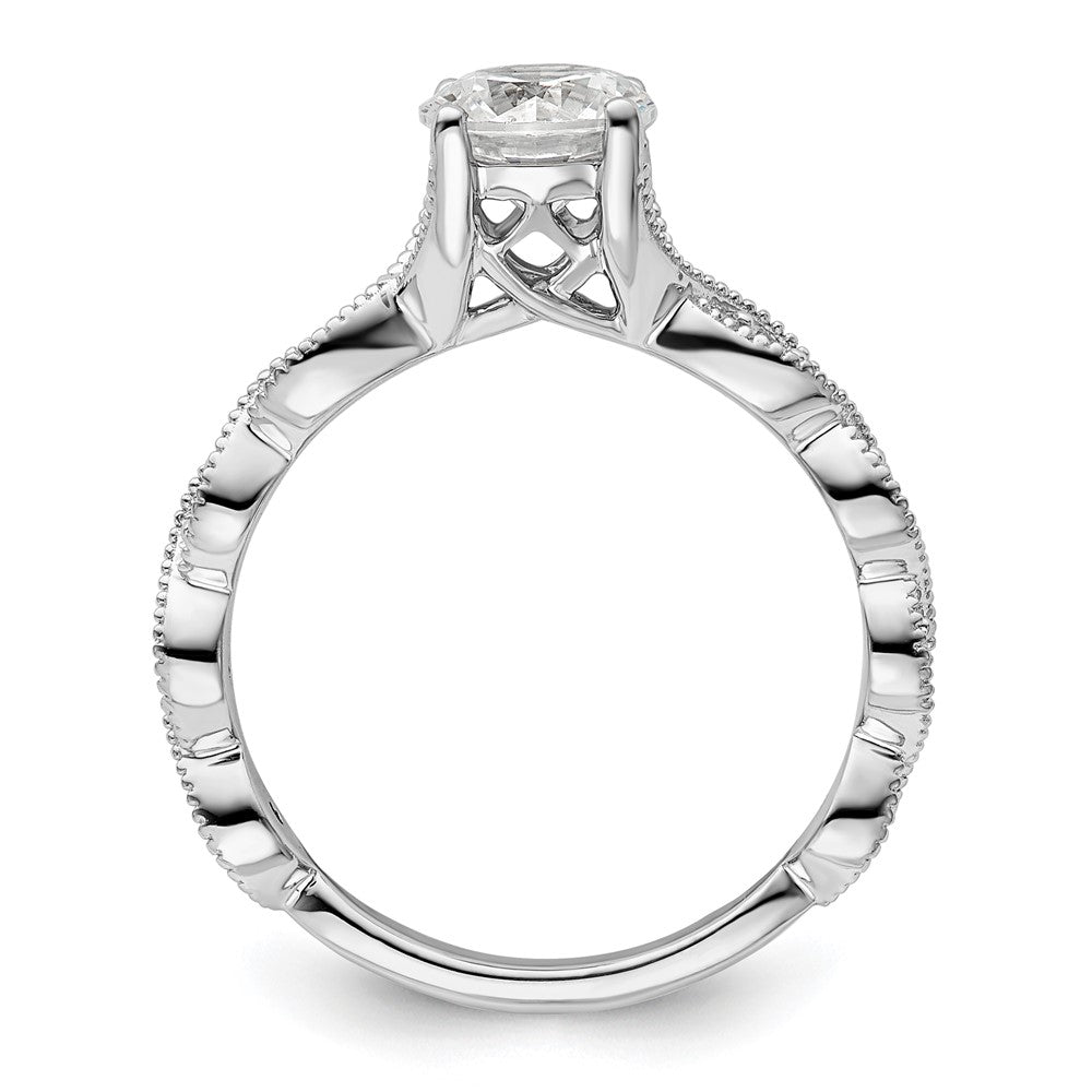 14K Weißgold Verlobungsring mit 0,125 ct. im Labor gezüchteten Diamanten VS/SI+ G+, 1 ct. rundem Center-Diamanten, Semi-Mount
