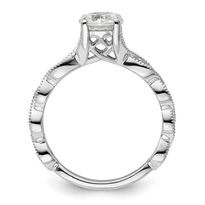 14K Weißgold Verlobungsring mit 0,125 ct. im Labor gezüchteten Diamanten VS/SI+ G+, 1 ct. rundem Center-Diamanten, Semi-Mount