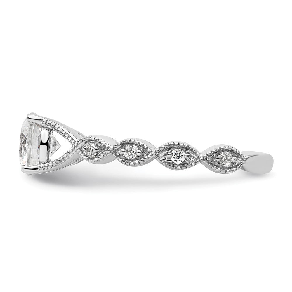 14K Weißgold Verlobungsring mit 0,125 ct. im Labor gezüchteten Diamanten VS/SI+ G+, 1 ct. rundem Center-Diamanten, Semi-Mount