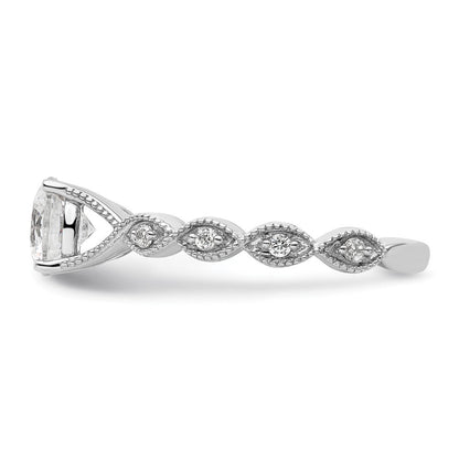 14K Weißgold Verlobungsring mit 0,125 ct. im Labor gezüchteten Diamanten VS/SI+ G+, 1 ct. rundem Center-Diamanten, Semi-Mount