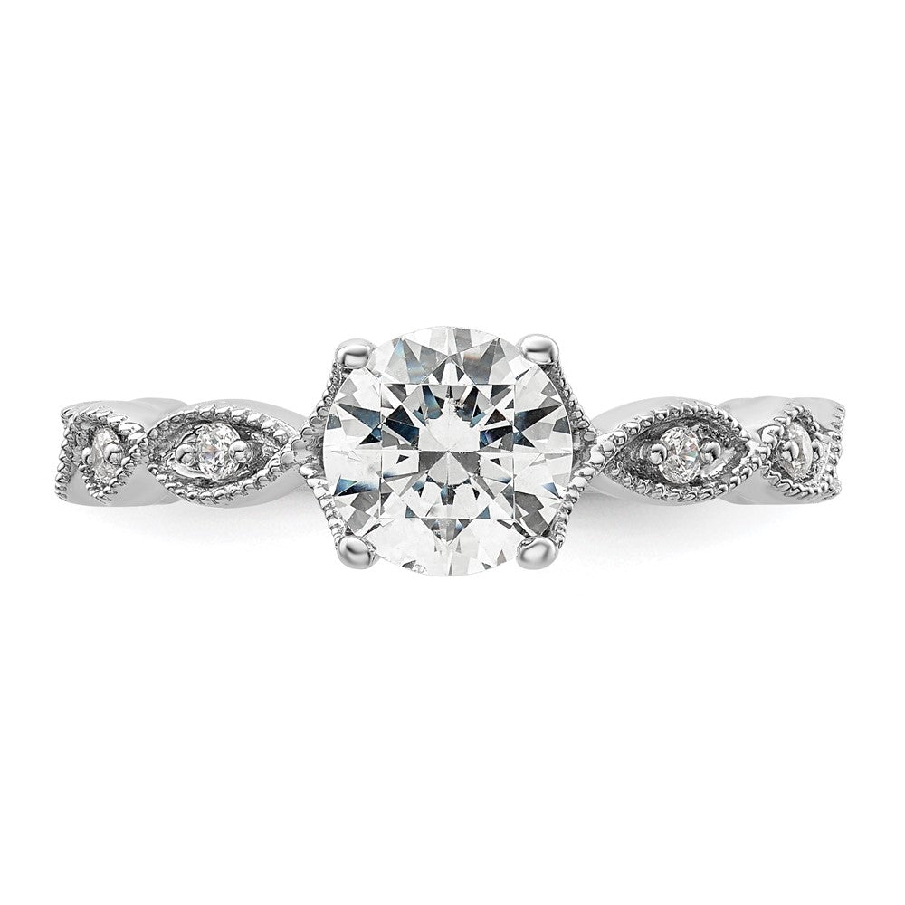 14K Weißgold Verlobungsring mit 0,125 ct. im Labor gezüchteten Diamanten VS/SI+ G+, 1 ct. rundem Center-Diamanten, Semi-Mount