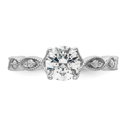 14K Weißgold Verlobungsring mit 0,125 ct. im Labor gezüchteten Diamanten VS/SI+ G+, 1 ct. rundem Center-Diamanten, Semi-Mount