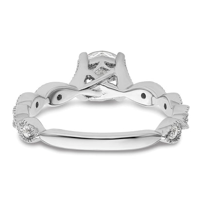 14K Weißgold Verlobungsring mit 0,125 ct. im Labor gezüchteten Diamanten VS/SI+ G+, 1 ct. rundem Center-Diamanten, Semi-Mount