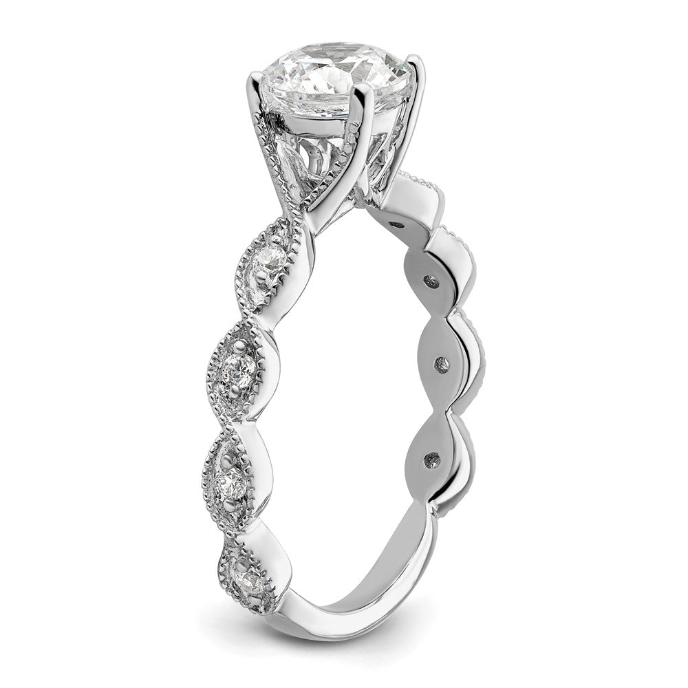 14K Weißgold Verlobungsring mit 0,125 ct. im Labor gezüchteten Diamanten VS/SI+ G+, 1 ct. rundem Center-Diamanten, Semi-Mount
