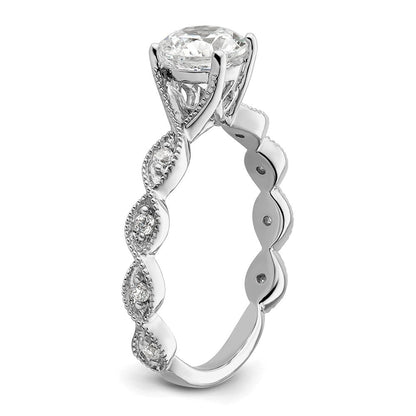 14K Weißgold Verlobungsring mit 0,125 ct. im Labor gezüchteten Diamanten VS/SI+ G+, 1 ct. rundem Center-Diamanten, Semi-Mount
