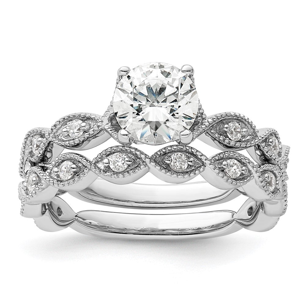 14K Weißgold Verlobungsring mit 0,125 ct. im Labor gezüchteten Diamanten VS/SI+ G+, 1 ct. rundem Center-Diamanten, Semi-Mount