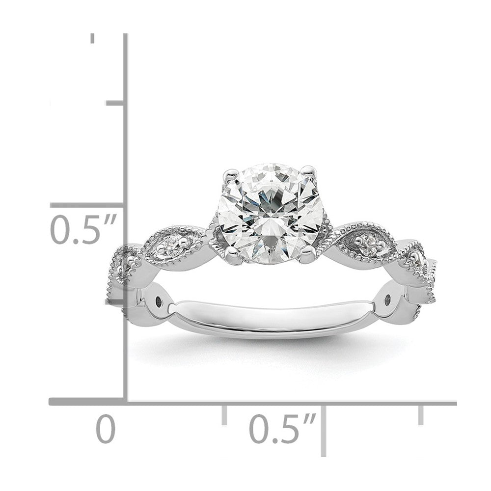 14K Weißgold Verlobungsring mit 0,125 ct. im Labor gezüchteten Diamanten VS/SI+ G+, 1 ct. rundem Center-Diamanten, Semi-Mount