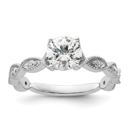 14K Weißgold Verlobungsring mit 0,125 ct. im Labor gezüchteten Diamanten VS/SI+ G+, 1 ct. rundem Center-Diamanten, Semi-Mount