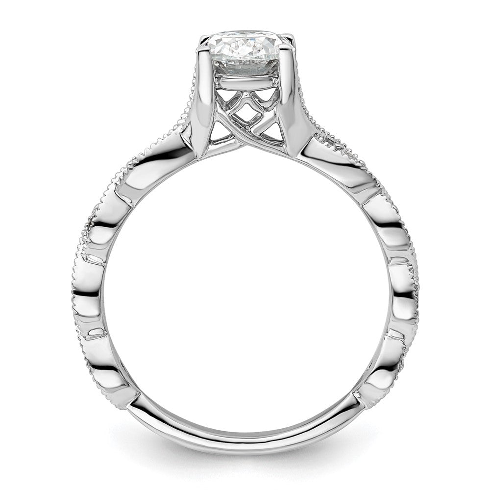 14K Weißgold Verlobungsring mit 0,125 ct. im Labor gezüchteten Diamanten VS/SI+ G+ und 1 ct. ovalem Center-Diamanten