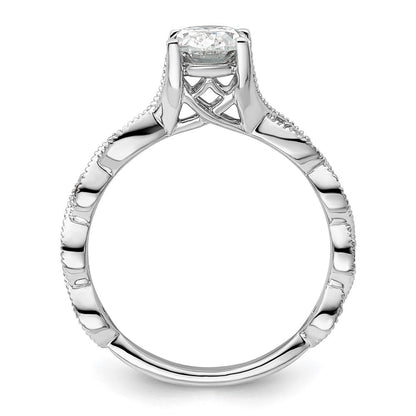14K Weißgold Verlobungsring mit 0,125 ct. im Labor gezüchteten Diamanten VS/SI+ G+ und 1 ct. ovalem Center-Diamanten