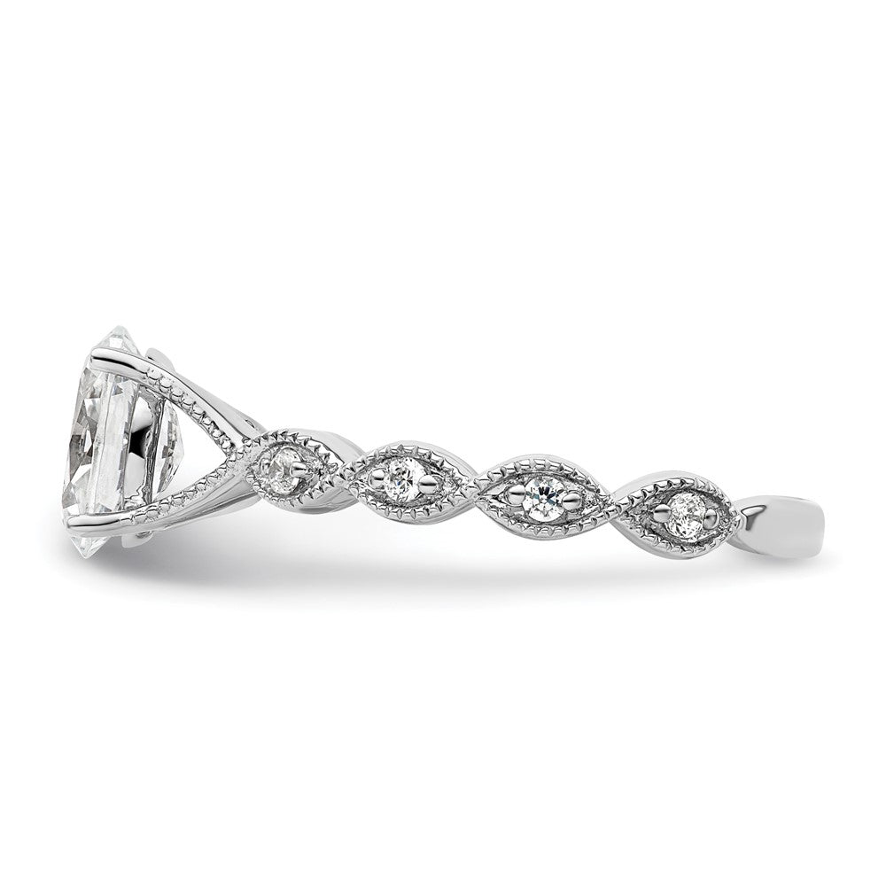 14K Weißgold Verlobungsring mit 0,125 ct. im Labor gezüchteten Diamanten VS/SI+ G+ und 1 ct. ovalem Center-Diamanten