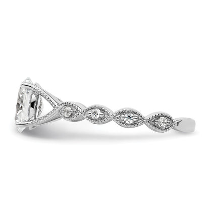 14K Weißgold Verlobungsring mit 0,125 ct. im Labor gezüchteten Diamanten VS/SI+ G+ und 1 ct. ovalem Center-Diamanten