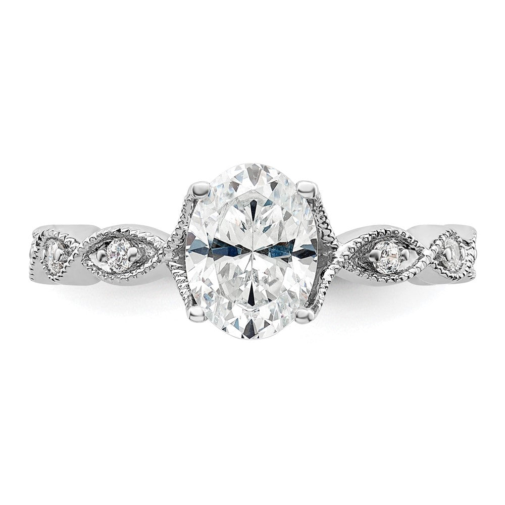 14K Weißgold Verlobungsring mit 0,125 ct. im Labor gezüchteten Diamanten VS/SI+ G+ und 1 ct. ovalem Center-Diamanten