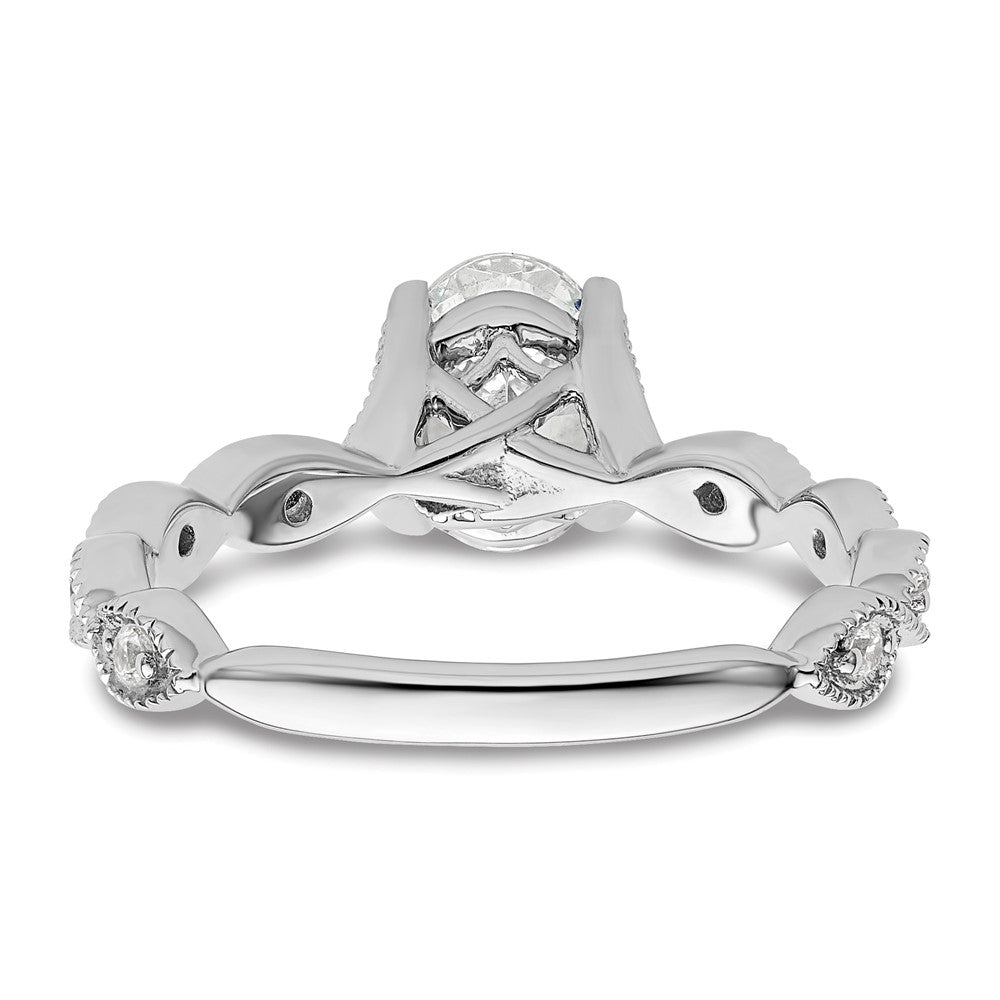14K Weißgold Verlobungsring mit 0,125 ct. im Labor gezüchteten Diamanten VS/SI+ G+ und 1 ct. ovalem Center-Diamanten