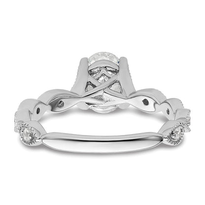 14K Weißgold Verlobungsring mit 0,125 ct. im Labor gezüchteten Diamanten VS/SI+ G+ und 1 ct. ovalem Center-Diamanten