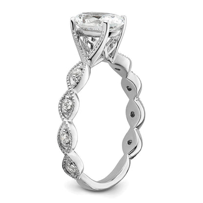 14K Weißgold Verlobungsring mit 0,125 ct. im Labor gezüchteten Diamanten VS/SI+ G+ und 1 ct. ovalem Center-Diamanten