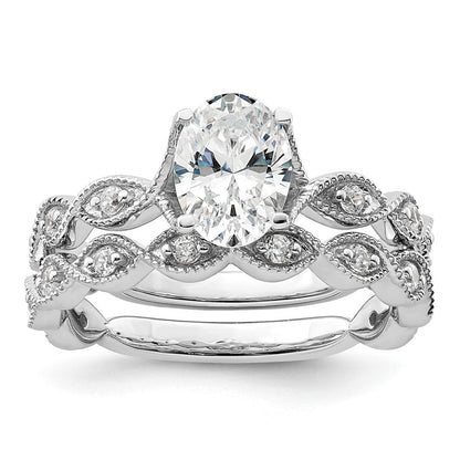 14K Weißgold Verlobungsring mit 0,125 ct. im Labor gezüchteten Diamanten VS/SI+ G+ und 1 ct. ovalem Center-Diamanten