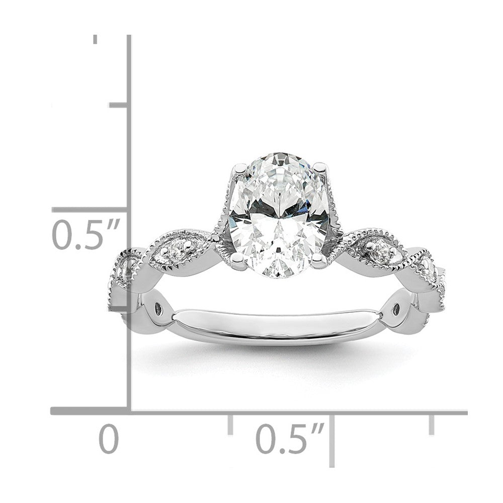 14K Weißgold Verlobungsring mit 0,125 ct. im Labor gezüchteten Diamanten VS/SI+ G+ und 1 ct. ovalem Center-Diamanten