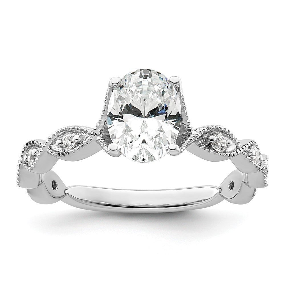 14K Weißgold Verlobungsring mit 0,125 ct. im Labor gezüchteten Diamanten VS/SI+ G+ und 1 ct. ovalem Center-Diamanten
