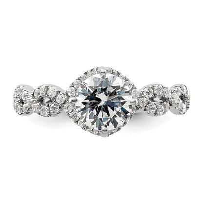 14K Weißgold Verlobungsring mit 0,5 ct. Labordiamanten VS/SI+ G+ und 1 ct. rundem Diamant als Mittelstein