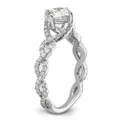 14K Weißgold Verlobungsring mit 0,5 ct. Labordiamanten VS/SI+ G+ und 1 ct. rundem Diamant als Mittelstein
