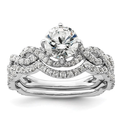 14K Weißgold Verlobungsring mit 0,5 ct. Labordiamanten VS/SI+ G+ und 1 ct. rundem Diamant als Mittelstein