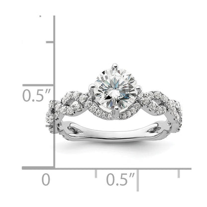 14K Weißgold Verlobungsring mit 0,5 ct. Labordiamanten VS/SI+ G+ und 1 ct. rundem Diamant als Mittelstein
