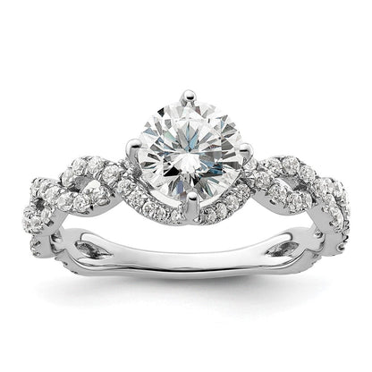 14K Weißgold Verlobungsring mit 0,5 ct. Labordiamanten VS/SI+ G+ und 1 ct. rundem Diamant als Mittelstein