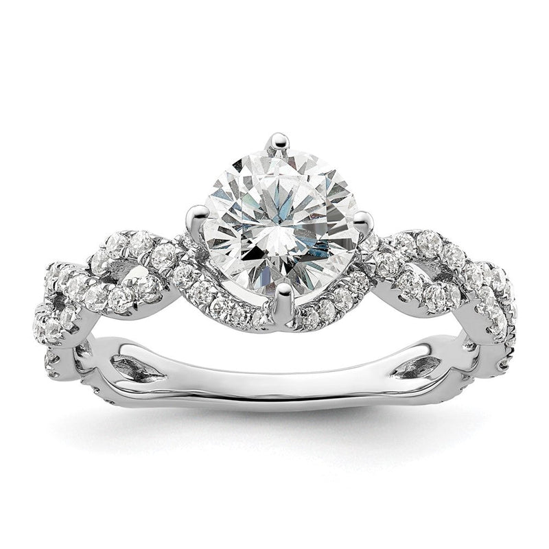 14K Weißgold Verlobungsring mit 0,5 ct. Labordiamanten VS/SI+ G+ und 1 ct. rundem Diamant als Mittelstein