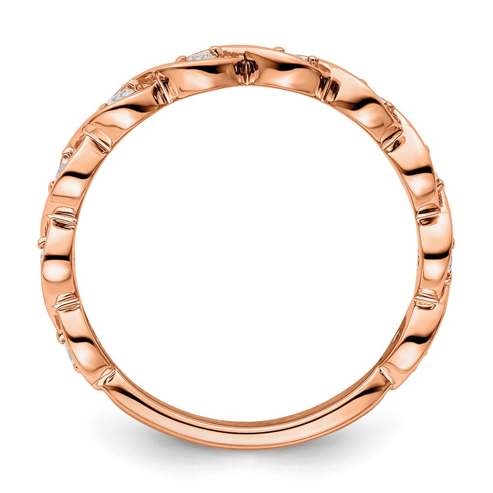 14K Roségold Ehering mit 0,2 ct. laborgezüchteten Diamanten, VS/SI+ G+, komplett besetzt